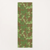 緑色のツタを金ゴールドの黒い茶色の格子縞 ヨガマット (正面)