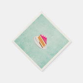 緑色のテクスチャ上のケーキのスライスヴィンテージ スタンダードカクテルナプキン (角)