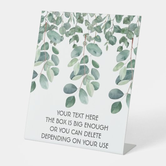 緑色のトレーリング葉ユーカリス。スタイル：不透明 台座サイン (正面)