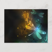 緑色のトンボ飛行 エンクロージャーカード (正面)