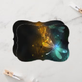 緑色のトンボ飛行 カード (正面/裏面インサイチュ)