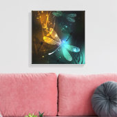 緑色のトンボ飛行 キャンバスプリント (インサイチュ (リビング))