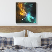 緑色のトンボ飛行 キャンバスプリント (インサイチュ (寝室))