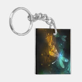 緑色のトンボ飛行 キーホルダー (正面左)