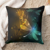 緑色のトンボ飛行 クッション (ブランケット)