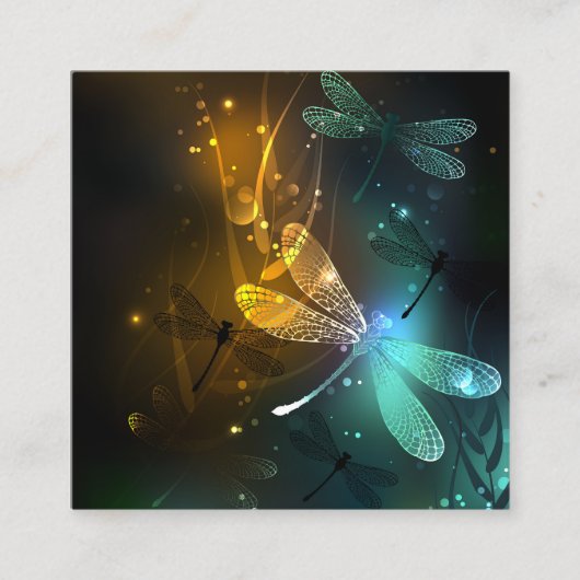 緑色のトンボ飛行 コーリングカード (正面)