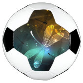 緑色のトンボ飛行 サッカーボール (回転)