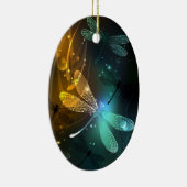 緑色のトンボ飛行 セラミックオーナメント (右)