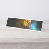 緑色のトンボ飛行 デスクネームプレート (正面)