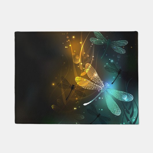 緑色のトンボ飛行 ドアマット (正面)