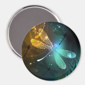 緑色のトンボ飛行 マグネット (正面/裏面)