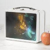 緑色のトンボ飛行 メタルランチボックス (インサイチュ)