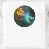 緑色のトンボ飛行 ラウンドシール (バッグ)