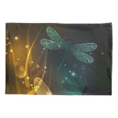 緑色のトンボ飛行 枕カバー (裏面-左)