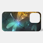 緑色のトンボ飛行 iPhoneケース (裏面横)