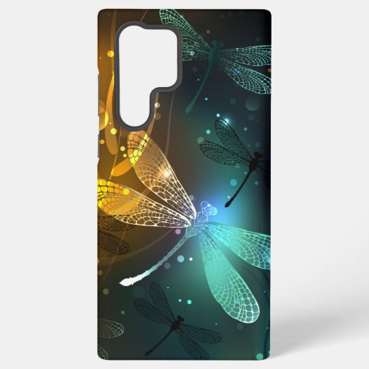 緑色のトンボ飛行 SAMSUNG GALAXYケース (裏面)
