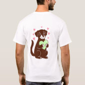 緑色のハートを持つ犬 Tシャツ (裏面)