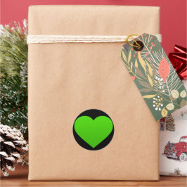 緑色のハート ラウンドシール