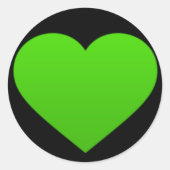 緑色のハート ラウンドシール (正面)