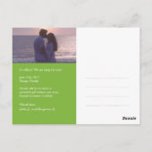 緑色のバ結婚ナーの婚約は日付を保存 ポストカード (裏面)