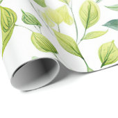 緑色のパステル葉パターン ラッピングペーパー (ロールコーナー)