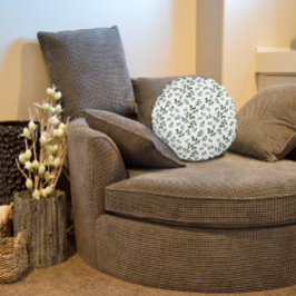 緑色のパター葉ン ラウンドクッション