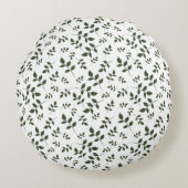 緑色のパター葉ン ラウンドクッション (正面)