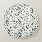 緑色のパター葉ン ラウンドクッション (裏面)