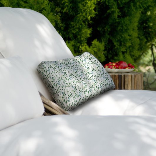 緑色のパター葉ン ランバークッション