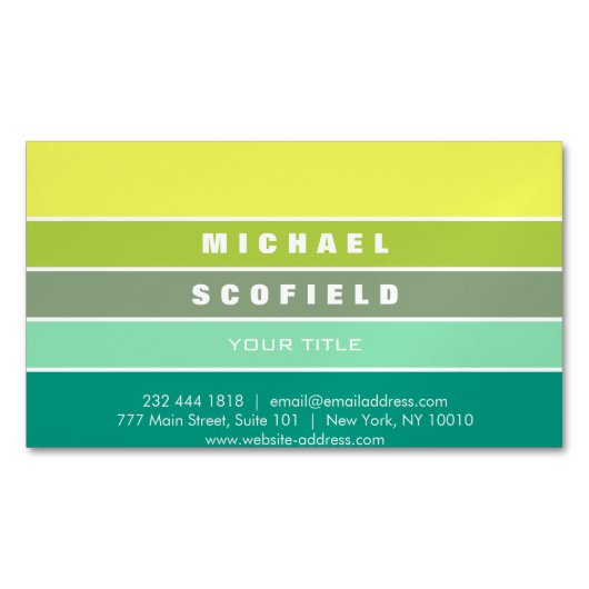 緑色のパレット001の色合い マグネット名刺 (正面)
