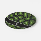 緑色のパーソナライズされたヘビの肌の模様 ペーパープレート (アングル)