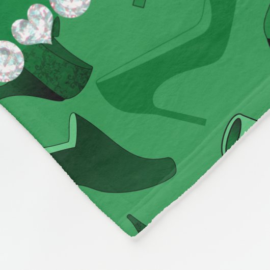 緑色のパーソナライズされた女性の靴のパターンの名前 フリースブランケット (角)