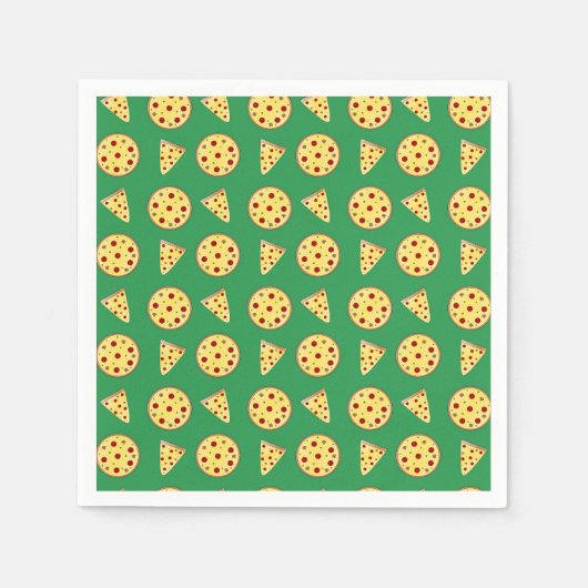 緑色のピザパターン スタンダードカクテルナプキン (正面)