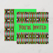 緑色のピンクのフラクタル 招待状 (正面/裏面)