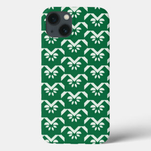 緑色のフローラジグザグ iPhone 13ケース