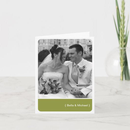 緑色のブロックのモダン角の感謝してい写真 サンキューカード (正面)