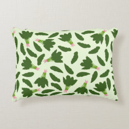 緑色のホウレンソウ葉のパターン アクセントクッション
