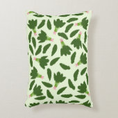 緑色のホウレンソウ葉のパターン アクセントクッション (正面(垂直))