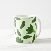 緑色のホウレンソウ葉のパターン コーヒーマグカップ (正面右)