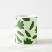 緑色のホウレンソウ葉のパターン コーヒーマグカップ (中央)