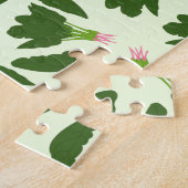 緑色のホウレンソウ葉のパターン ジグソーパズル (側面)