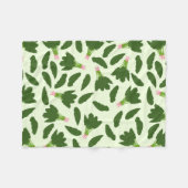 緑色のホウレンソウ葉のパターン フリースブランケット (正面(横))
