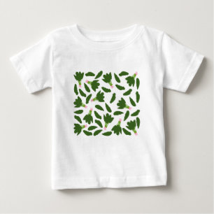 緑色のホウレンソウ葉のパターン ベビーTシャツ