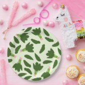 緑色のホウレンソウ葉のパターン ペーパープレート (パーティー)