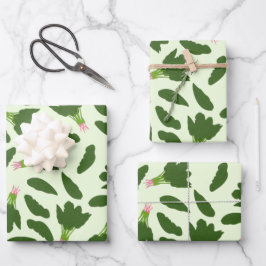 緑色のホウレンソウ葉のパターン ラッピングペーパーシート