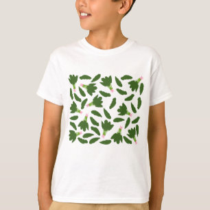 緑色のホウレンソウ葉のパターン Tシャツ