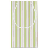 緑色のボウタイと付きテディベア付きタストライプン スモールペーパーバッグ (裏面)