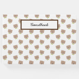 緑色のボウタイを持つ可愛いテディベア顔 ゲストブック