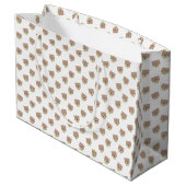 緑色のボウタイ付きテディベア顔付きタン ラージペーパーバッグ (裏面アングル)