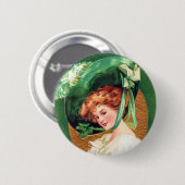 緑色のボタンを押す 缶バッジ (正面&裏面)